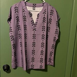 SHEIN Purple Blouse with Black Pattern